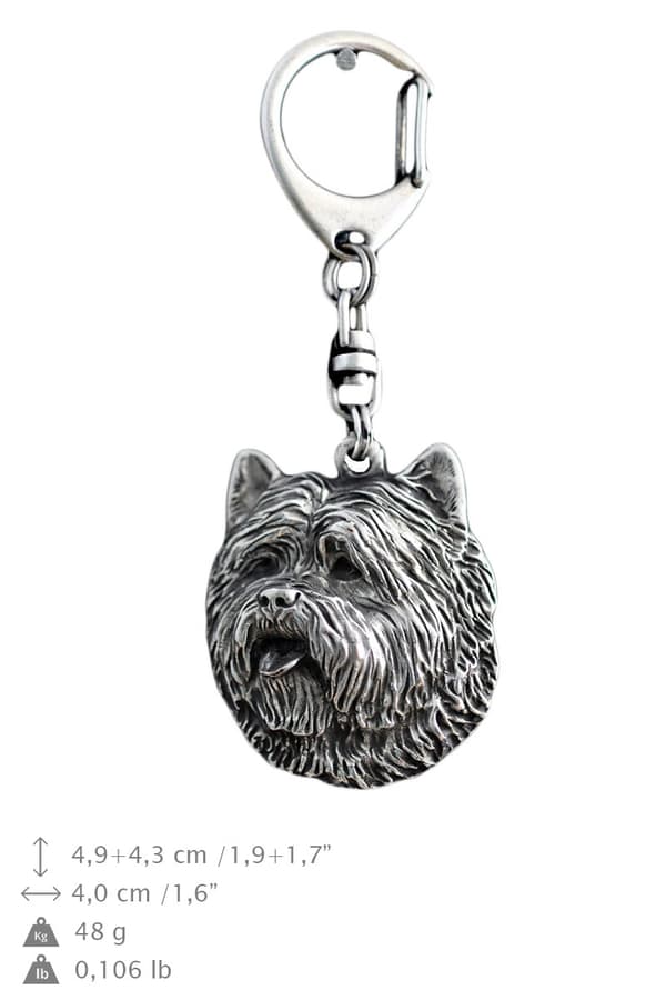 Cairn Terrier - silverpläterad nyckelring med hund, handväska dekoration, ryggsäckshänge från Art-Dog