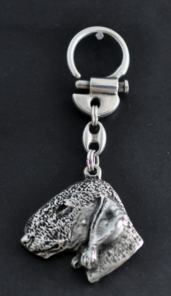 Bedlington Terrier, Rothbury Terrier - silverpläterad nyckelring med hund, handväska dekoration, ryggsäckshänge från Art-Dog