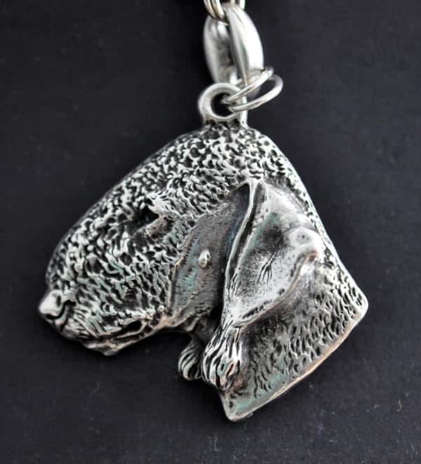 Bedlington Terrier, Rothbury Terrier - silverpläterad nyckelring med hund, handväska dekoration, ryggsäckshänge från Art-Dog