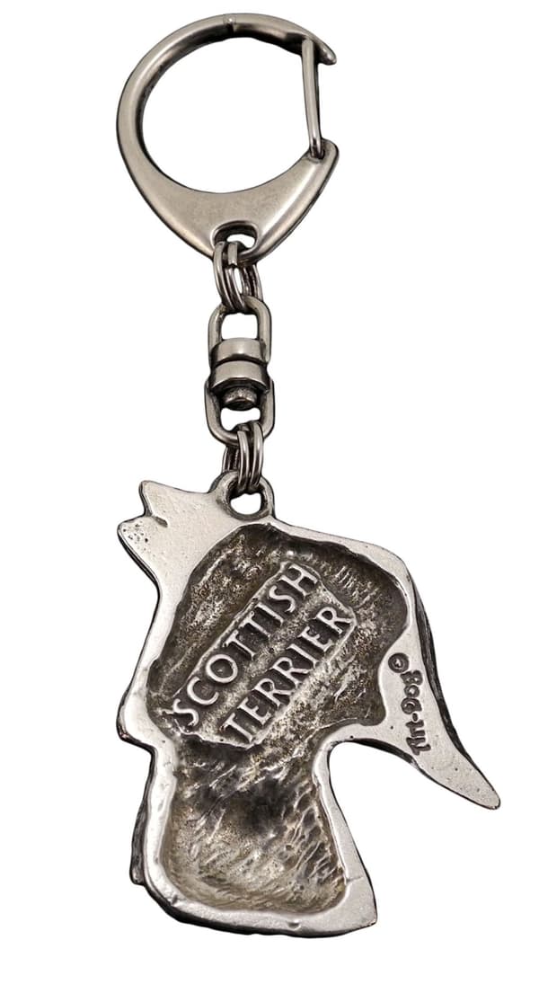 Skotsk terrier, Aberdeen Terrier - silverpläterad nyckelring med hund, handväska dekoration, ryggsäckshänge från Art-Dog