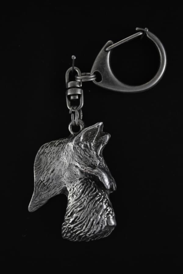 Skotsk terrier, Aberdeen Terrier - silverpläterad nyckelring med hund, handväska dekoration, ryggsäckshänge från Art-Dog