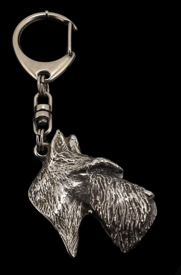 Skotsk terrier, Aberdeen Terrier - silverpläterad nyckelring med hund, handväska dekoration, ryggsäckshänge från Art-Dog