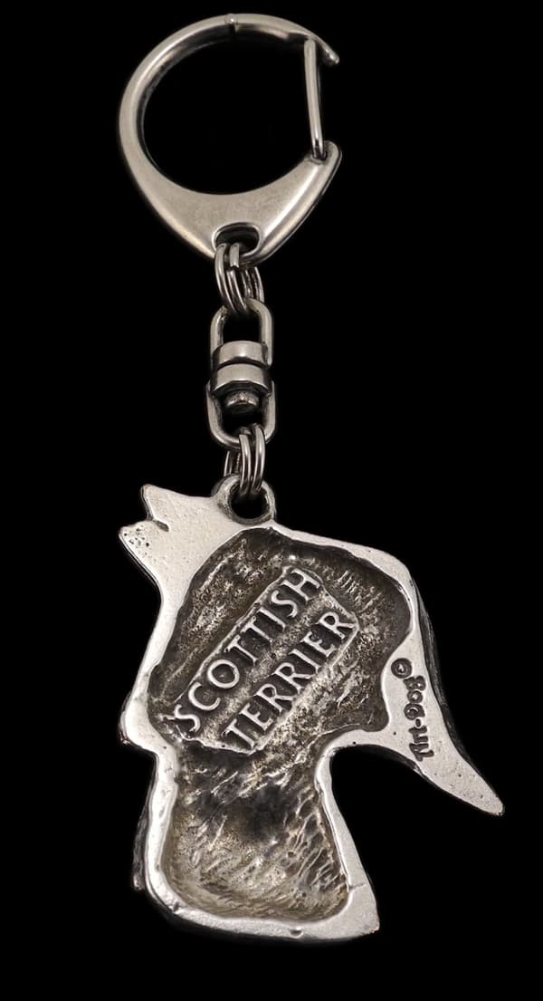 Skotsk terrier, Aberdeen Terrier - silverpläterad nyckelring med hund, handväska dekoration, ryggsäckshänge från Art-Dog