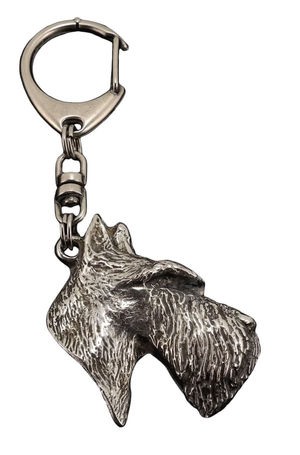 Skotsk terrier, Aberdeen Terrier - silverpläterad nyckelring med hund, handväska dekoration, ryggsäckshänge från Art-Dog