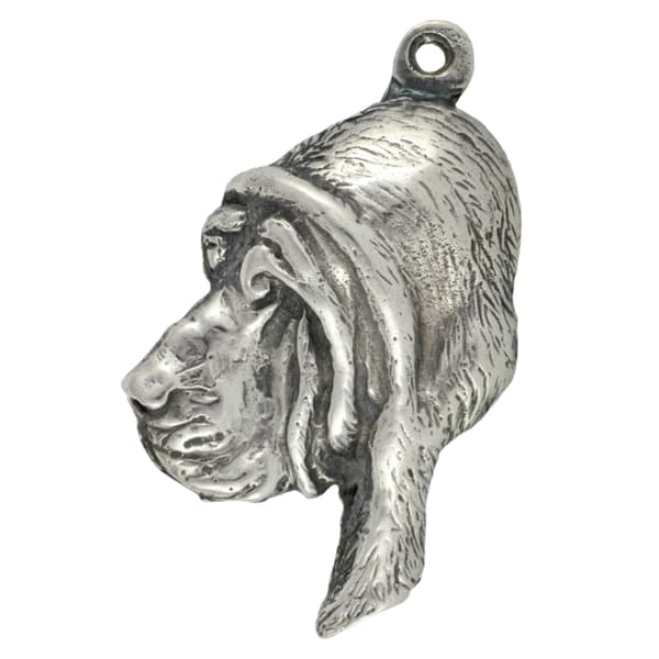 Blodhund, helgons hund Huberta - silverpläterad nyckelring med hund, handväska dekoration, ryggsäckshänge från Art-Dog