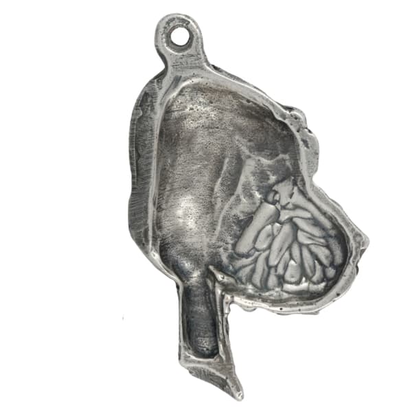 Blodhund, helgons hund Huberta - silverpläterad nyckelring med hund, handväska dekoration, ryggsäckshänge från Art-Dog