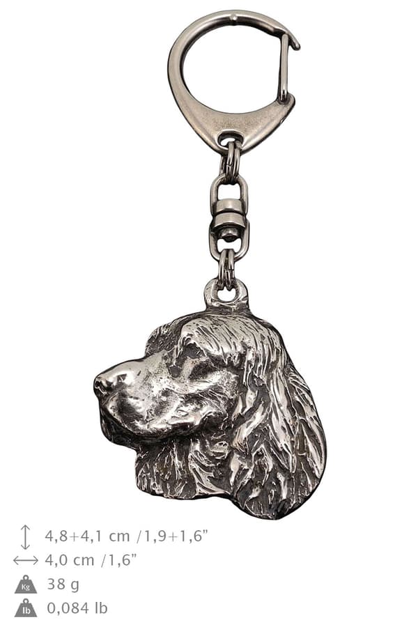 Welsh Springer Spaniel - silverpläterad nyckelring med hund, handväska dekoration, ryggsäckshänge från Art-Dog