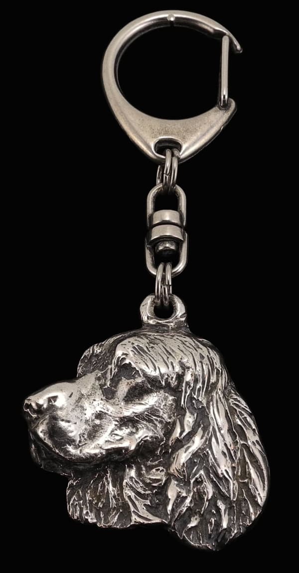 Welsh Springer Spaniel - silverpläterad nyckelring med hund, handväska dekoration, ryggsäckshänge från Art-Dog
