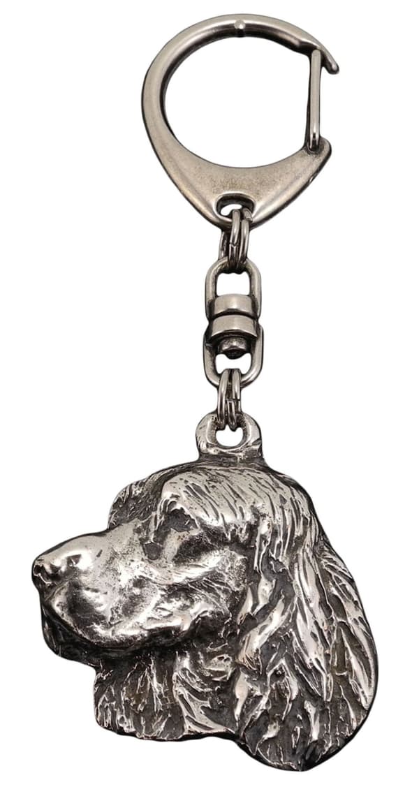 Welsh Springer Spaniel - silverpläterad nyckelring med hund, handväska dekoration, ryggsäckshänge från Art-Dog