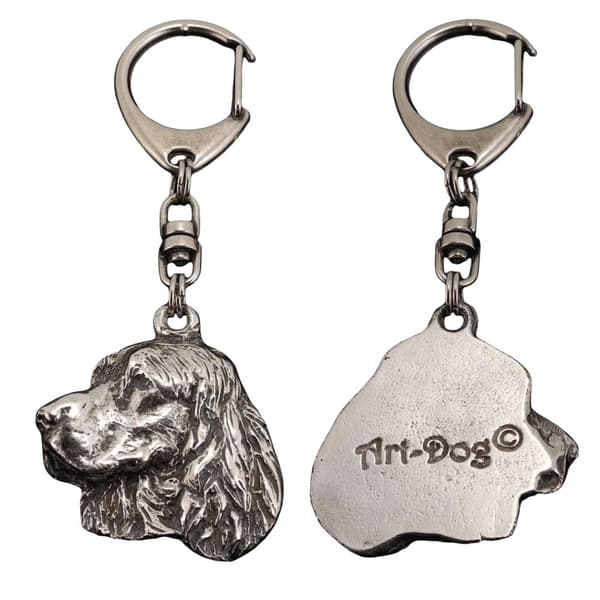 Welsh Springer Spaniel - silverpläterad nyckelring med hund, handväska dekoration, ryggsäckshänge från Art-Dog