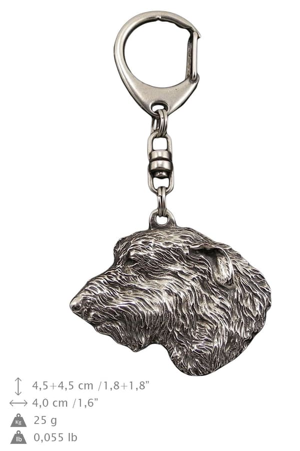 Irländsk varghund, irländsk varghund I - silverpläterad nyckelring med hund, handväska dekoration, ryggsäckshänge från Art-Dog