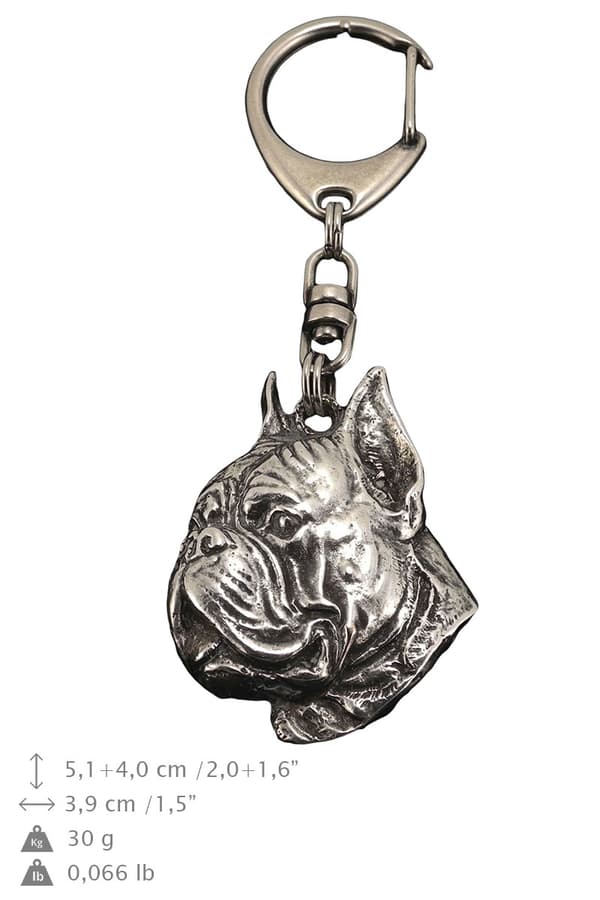 Boxer, Boxer II - silverpläterad nyckelring med hund, handväska dekoration, ryggsäckshänge från Art-Dog