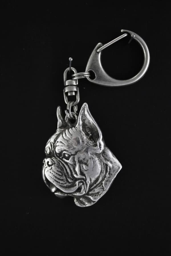 Boxer, Boxer II - silverpläterad nyckelring med hund, handväska dekoration, ryggsäckshänge från Art-Dog