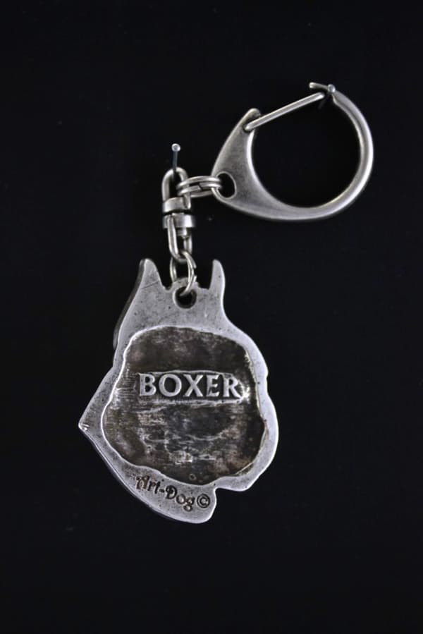 Boxer, Boxer II - silverpläterad nyckelring med hund, handväska dekoration, ryggsäckshänge från Art-Dog