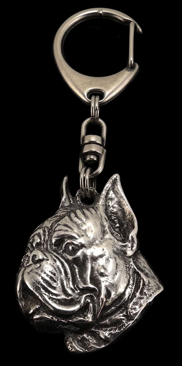 Boxer, Boxer II - silverpläterad nyckelring med hund, handväska dekoration, ryggsäckshänge från Art-Dog
