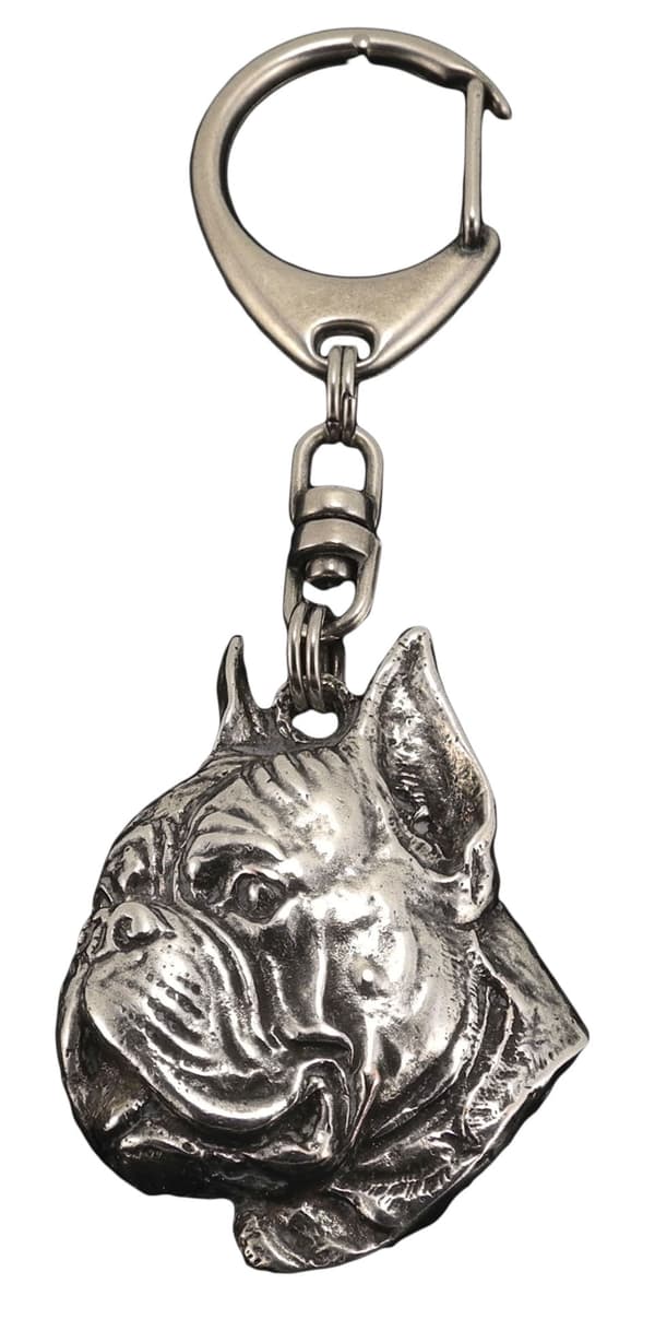 Boxer, Boxer II - silverpläterad nyckelring med hund, handväska dekoration, ryggsäckshänge från Art-Dog
