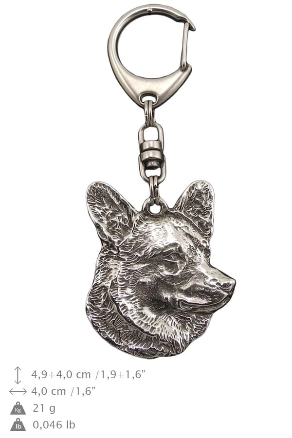 Cardigan Welsh Corgi - silverpläterad nyckelring med hund, handväska dekoration, ryggsäckshänge från Art-Dog