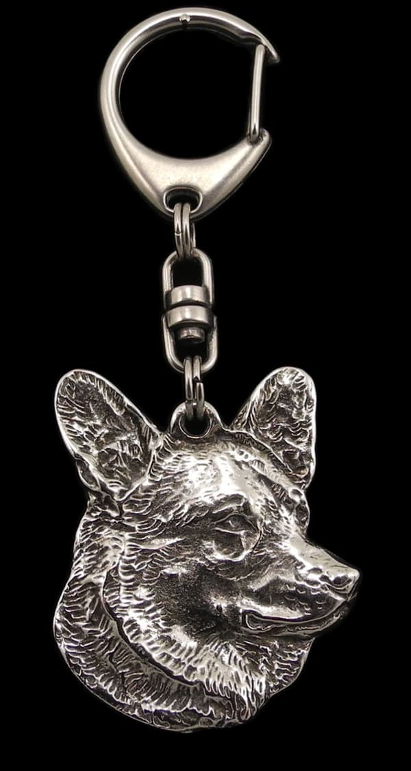 Cardigan Welsh Corgi - silverpläterad nyckelring med hund, handväska dekoration, ryggsäckshänge från Art-Dog