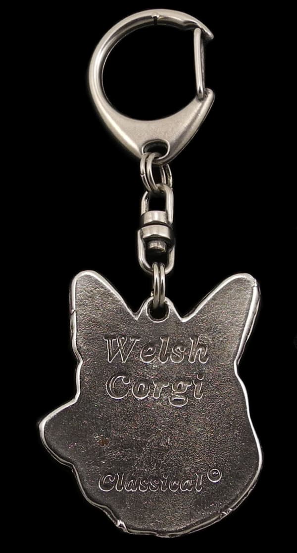 Cardigan Welsh Corgi - silverpläterad nyckelring med hund, handväska dekoration, ryggsäckshänge från Art-Dog