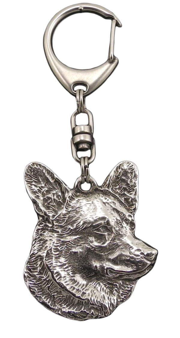 Cardigan Welsh Corgi - silverpläterad nyckelring med hund, handväska dekoration, ryggsäckshänge från Art-Dog