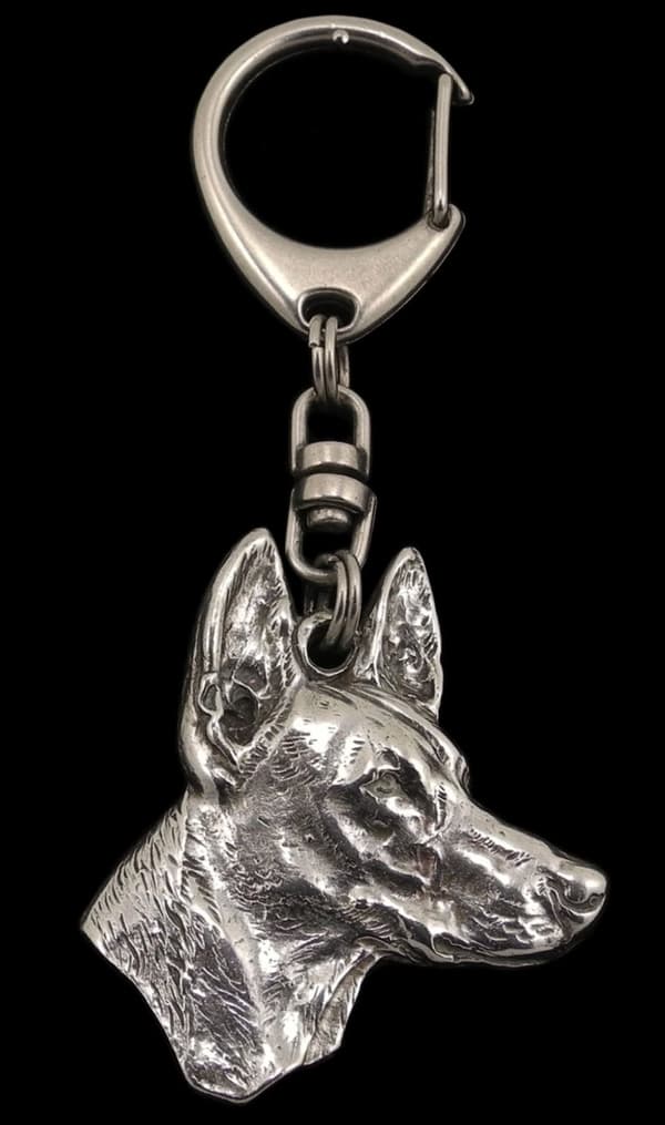 Faraos hund, maltesisk vinthund - silverpläterad nyckelring med hund, handväska dekoration, ryggsäckshänge från Art-Dog