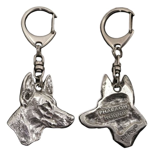 Faraos hund, maltesisk vinthund - silverpläterad nyckelring med hund, handväska dekoration, ryggsäckshänge från Art-Dog