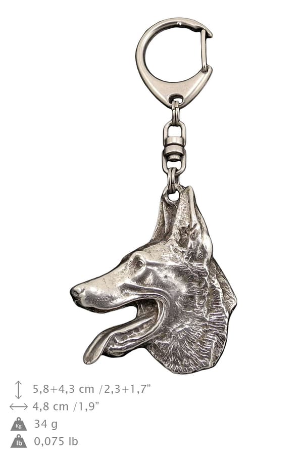 Belgian Shepherd Dog, Belgian Mountain Dog I - silverpläterad nyckelring med hund, handväska dekoration, ryggsäckshänge från Art-Dog