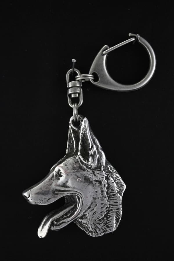 Belgian Shepherd Dog, Belgian Mountain Dog I - silverpläterad nyckelring med hund, handväska dekoration, ryggsäckshänge från Art-Dog