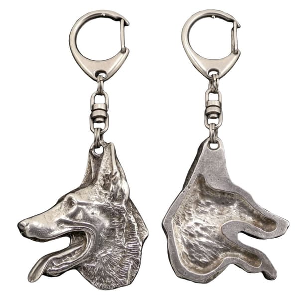 Belgian Shepherd Dog, Belgian Mountain Dog I - silverpläterad nyckelring med hund, handväska dekoration, ryggsäckshänge från Art-Dog
