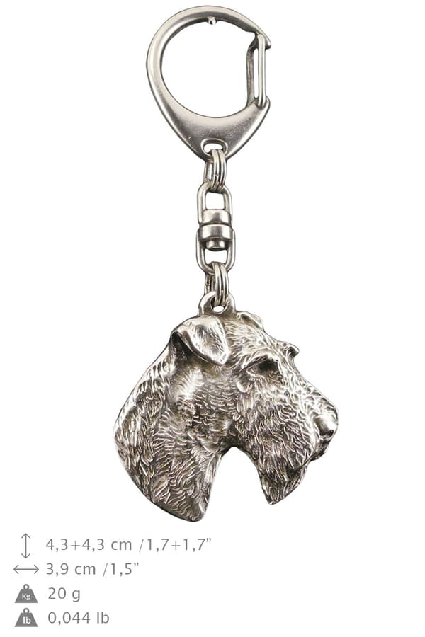 Trådhårig foxterrier - silverpläterad nyckelring med hund, handväska dekoration, ryggsäckshänge från Art-Dog