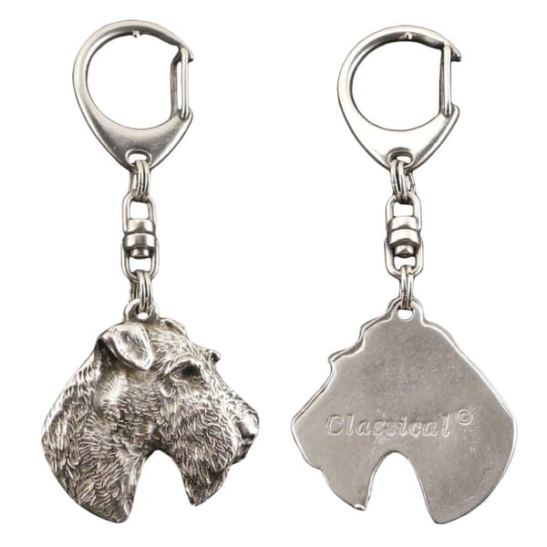 Trådhårig foxterrier - silverpläterad nyckelring med hund, handväska dekoration, ryggsäckshänge från Art-Dog