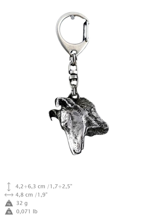 Korthårig skotsk herde, korthårig collie - silverpläterad nyckelring med hund, handväska dekoration, ryggsäckshänge från Art-Dog