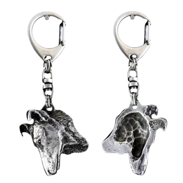 Korthårig skotsk herde, korthårig collie - silverpläterad nyckelring med hund, handväska dekoration, ryggsäckshänge från Art-Dog