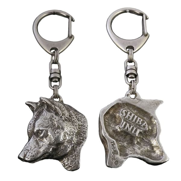 Shiba Inu - hopeoitu avaimenperä koiralla, käsilaukkukoriste, reppuriipus Art-Dogilta
