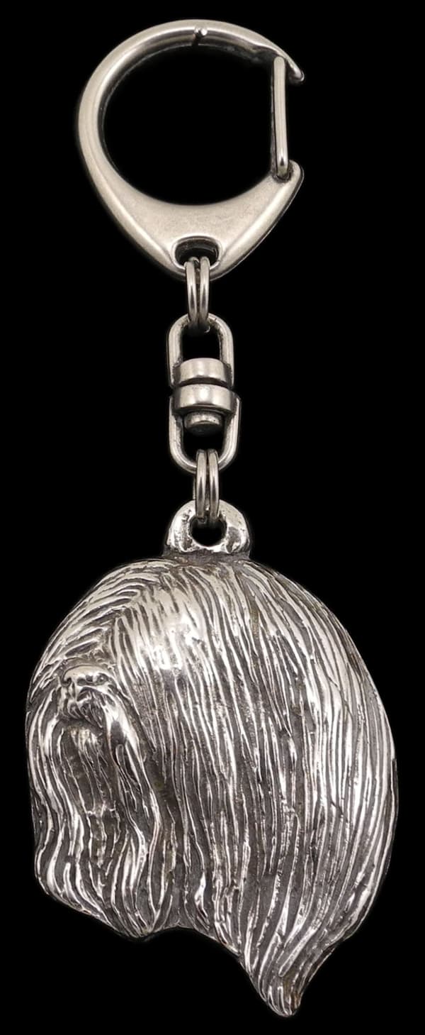 Lhasa Apso - silverpläterad nyckelring med hund, handväska dekoration, ryggsäckshänge från Art-Dog