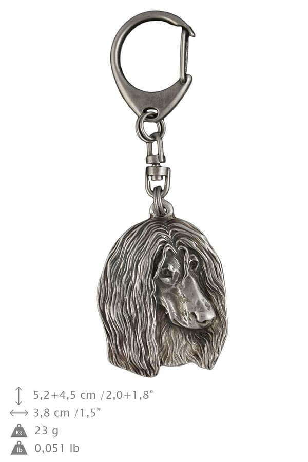 Afghan Hound II - sølvbelagt nøglering med hund, håndtaskedekoration, rygsækvedhæng fra Art-Dog