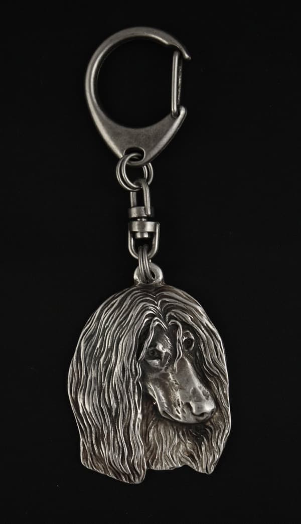 Afghan Hound II - sølvbelagt nøglering med hund, håndtaskedekoration, rygsækvedhæng fra Art-Dog