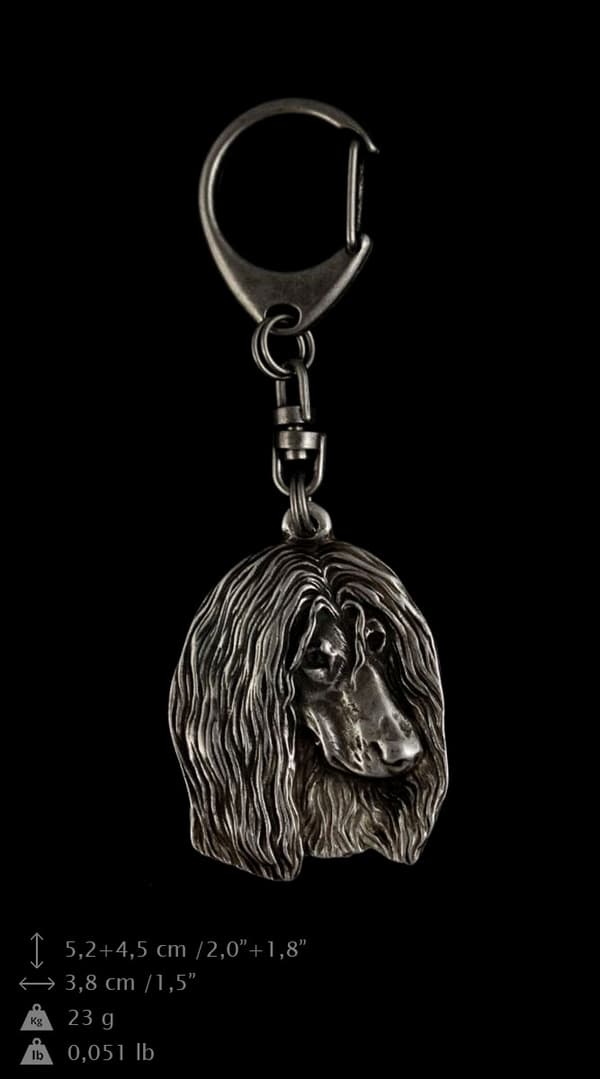 Afghan Hound II - sølvbelagt nøglering med hund, håndtaskedekoration, rygsækvedhæng fra Art-Dog