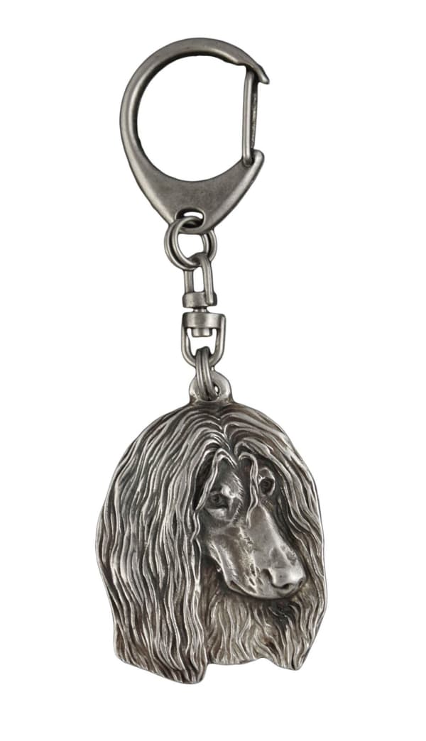 Afghan Hound II - sølvbelagt nøglering med hund, håndtaskedekoration, rygsækvedhæng fra Art-Dog