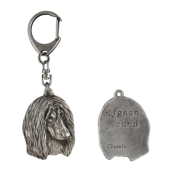 Afghan Hound II - silverpläterad nyckelring med hund, handväska dekoration, ryggsäckshänge från Art-Dog