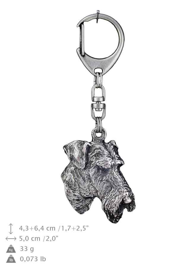 Airedale Terrier, Waterside Terrier - silverpläterad nyckelring med hund, handväska dekoration, ryggsäckshänge från Art-Dog