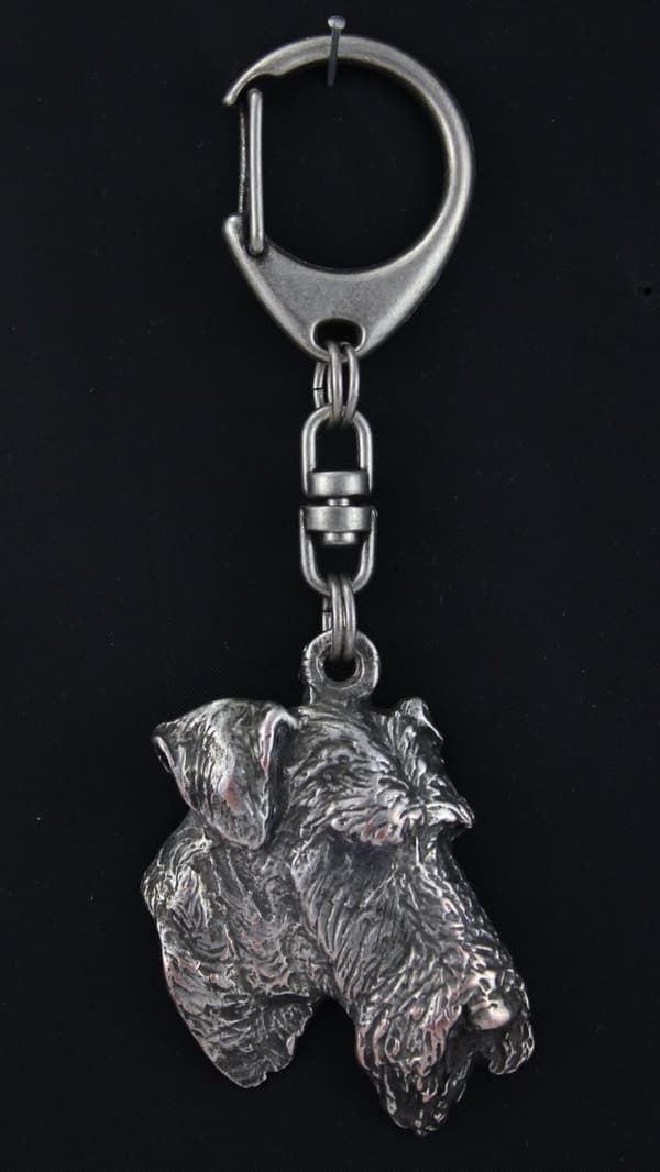 Airedale Terrier, Waterside Terrier - silverpläterad nyckelring med hund, handväska dekoration, ryggsäckshänge från Art-Dog