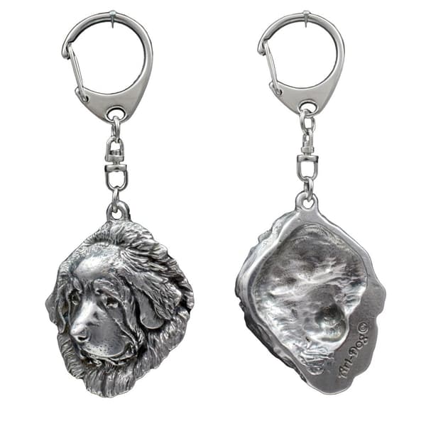 Tibetansk Mastiff, Tibetansk Grand Danois - silverpläterad nyckelring med hund, handväska dekoration, ryggsäckshänge från Art-Dog