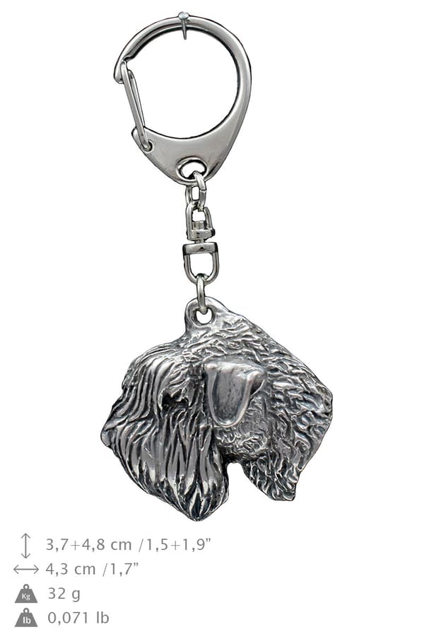 Irländsk mjuk belagd wheaten terrier, Wheaten terrier - silverpläterad nyckelring med hund, handväska dekoration, ryggsäckshänge från Art-Dog