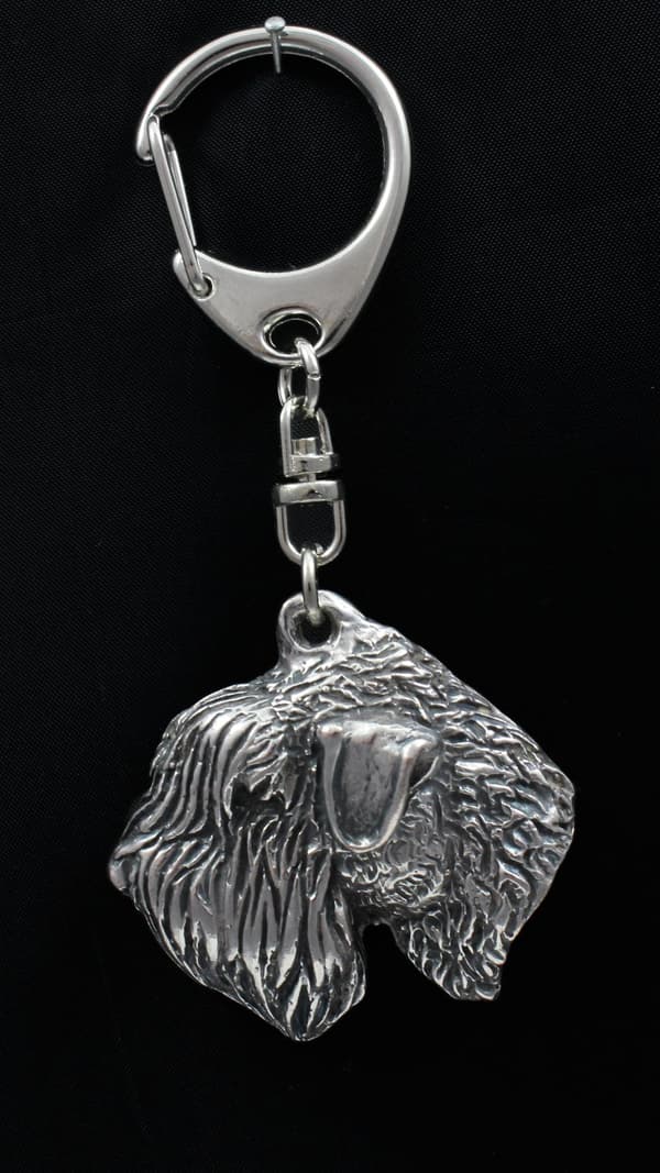 Irländsk mjuk belagd wheaten terrier, Wheaten terrier - silverpläterad nyckelring med hund, handväska dekoration, ryggsäckshänge från Art-Dog