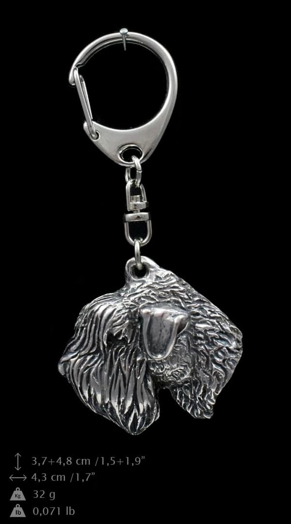 Irländsk mjuk belagd wheaten terrier, Wheaten terrier - silverpläterad nyckelring med hund, handväska dekoration, ryggsäckshänge från Art-Dog