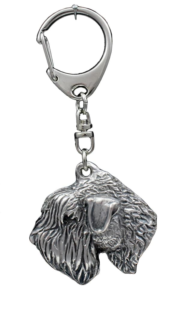 Irländsk mjuk belagd wheaten terrier, Wheaten terrier - silverpläterad nyckelring med hund, handväska dekoration, ryggsäckshänge från Art-Dog