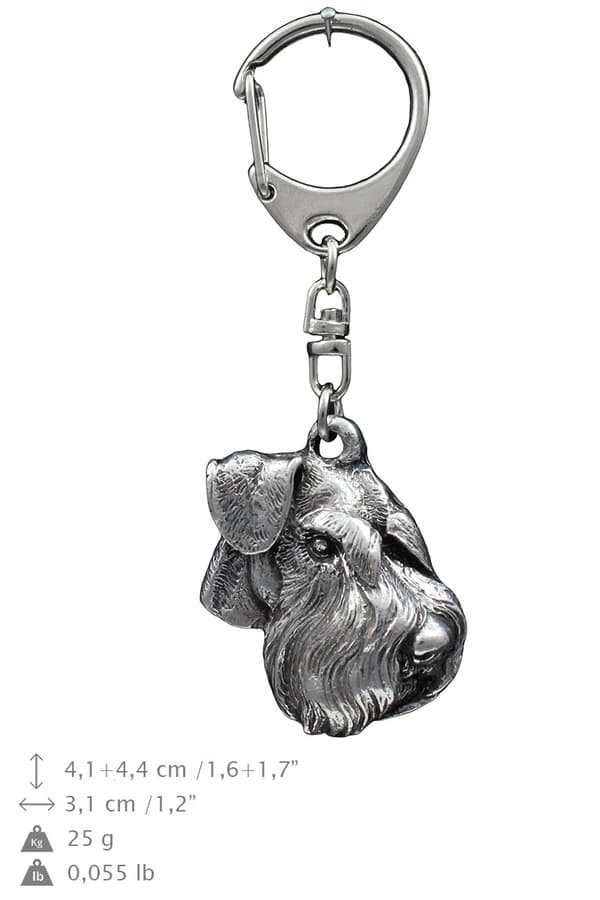 Schnauzer, Schnauzer IV - silverpläterad nyckelring med hund, handväska dekoration, ryggsäckshänge från Art-Dog