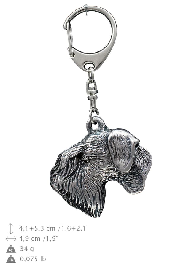 Czech Terrier, Cesky Terrier - silverpläterad nyckelring med hund, handväska dekoration, ryggsäckshänge från Art-Dog