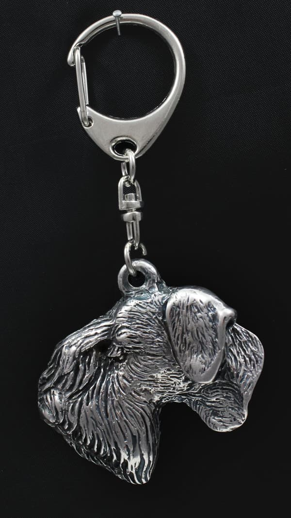 Czech Terrier, Cesky Terrier - silverpläterad nyckelring med hund, handväska dekoration, ryggsäckshänge från Art-Dog